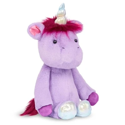 Imagen de B. toys peluche super suave con pezuñas plateadas unicornio morado, juguete para bebés y niños a partir de 0 meses