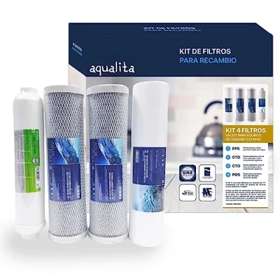 Imagen de Aqualita Recambio filtro Agua grifo 4 Filtros Sistema de Filtración para Osmosis Inversa Compatible con la mayoría sistemas Inversa.