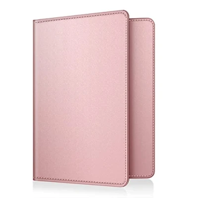 Imagen de Fintie Funda de Pasaporte Cartera con Bloqueo RFID para Pasaporte, Tarjeta Crédito, Tarjetas Visita, Pases Embarque, Médica, Oro Rosa