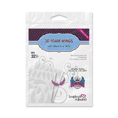 Imagen de Scrapbook Adhesives By 3L 3D Foam Shapes Wings, Acrylic, White, Varias Tallas