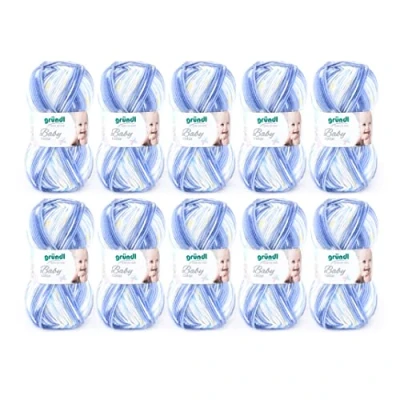 Imagen de Gründl Baby Color Wolle, 70% poliacrílico 30% Poliamida, Azul Multicolor, 35 x 32 8 cm (10er Packung), One Size, 1500