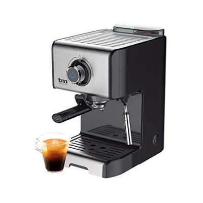 Imagen de TM Electron TMPCF101 cafetera Espresso Manual con 15 Bares de presión, 1200W, depósito 1,2 L, espumador Leche, 3 Funciones, Fabricado en Acero Inoxidable