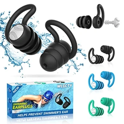 Imagen de tapones para los oídos de natación adultos Impermeables reutilizables silicona suave la ducha,