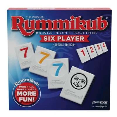 Imagen de Rummikub Six Player Edition El clásico juego de azulejos Rummy ¡Más fichas y más jugadores para diversión! por Pressman , azul