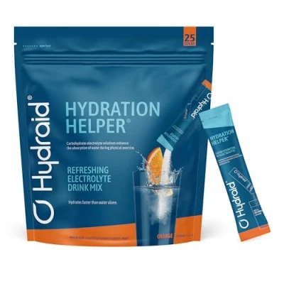 Imagen de Hydraid® Hydration Helper I polvo con electrolitos y carbohidratos Mejora la absorción de agua 25 unidades Bebida en deportiva baja calorías Naranja