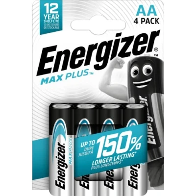 Imagen de Energizer MAX PLUS, Pack de 4 pilas AA, larga duración para dispositivos exigentes, sin sulfatación y 12 años vida útil