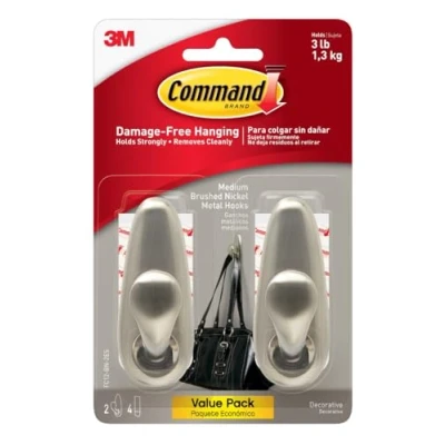 Imagen de Command FC12 BN 2ES Medium Forever Classic Value Pack, níquel cepillado, 2 ganchos, 4 tiras