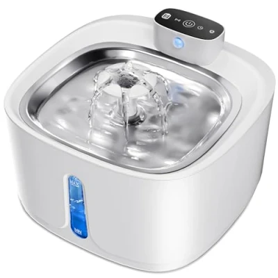 Imagen de Fuente para Gatos sin Cable, 3.2L 4000 mAh Bebedero con Sensor de Movimiento, 3 Modos Funcionamiento Agua Gatos, Súper Silenciosa Recargable Blanco
