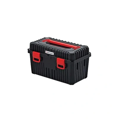 Imagen de Caja de herramientas con portaherramientas, construcción pared reforzada, mango ergonómico, cierres sujeción resistentes, plástico negro rojo: 445 x 360 337 mm.
