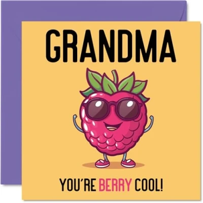 Imagen de tarjetas de cumpleaños para abuela Berry Cool Divertida tarjeta feliz parte nieto nieta, regalos gran cumpleaños, felicitación broma 145 mm x