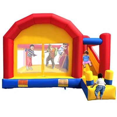 Imagen de Ballsea Castillo Inflable XXL Gran Hinchable con trampolín, tobogán y Pared de Escalada (sin soplador)
