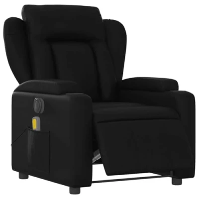 Imagen de vidaXL Sillón de Masaje Reclinable Eléctrico, Silla con Respaldo Reposabrazos, Relax Descanso, Asiento Ajustable, Cuero Sintético Negro