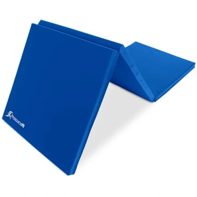 Imagen de ProsourceFit Tri Fold Folding Thick Exercise Mat 6’x2’ with Carrying Handles for MMA, Gymnastics Core Workouts, Blue