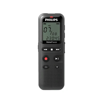 Imagen de Grabadora de voz Philips VoiceTracer DVT1160, 8 GB Flash NAND, 1.29&quot; LCD, USB, 1 canal, Altavoz, Negro