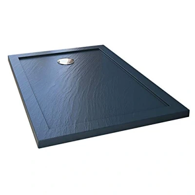 Imagen de Plato de Ducha 70x170x4cm Rectangular Acrílico Borde Realzado Antracita Efecto Piedra Mod. Flower