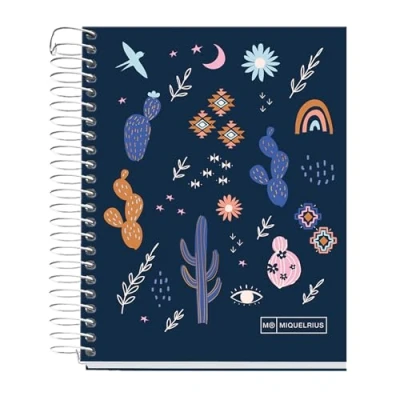 Imagen de Miquelrius Cuaderno A6, 140 Hojas de 70 g/m², Rayado horizontal 7 mm, 4 Franjas colores, Sin taladros, Cubierta rígida, Colección Desert