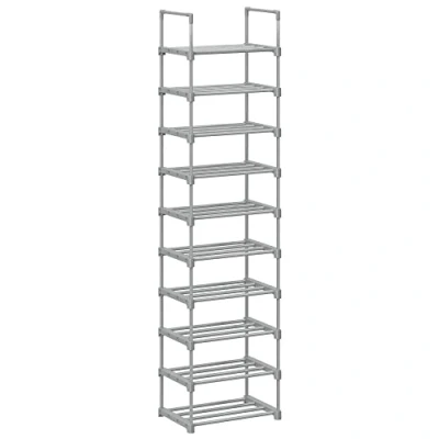 Imagen de SONGMICS Estante para zapatos de 10 niveles, soporte alto, finos, almacenamiento zapatos, metal, ahorro espacio, vestidor, entrada, 30 x 45 174 cm, gris LSA025G02