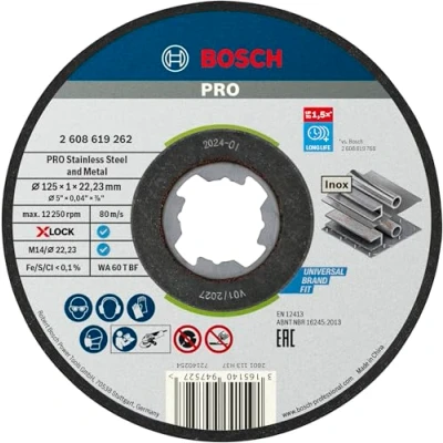 Imagen de Bosch Professional 1x Disco de Corte Recto Standard for Inox (para Inoxidable, x LOCK, Ø 125 1 mm, Accesorios Amoladora)