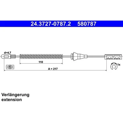 Imagen de ATE 24.3727 0787.2 Cable de Freno Mano 217 OPEL: Corsa C Hatchback