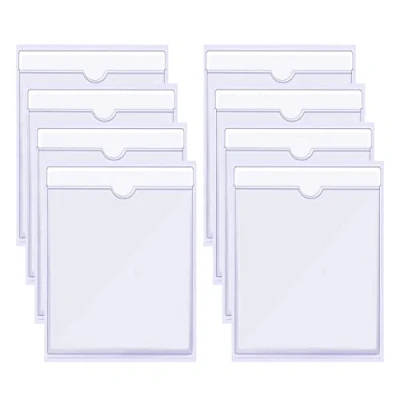 Imagen de Bolsillo Auto Adhesivo de Tarjeta,8pcsTitular Permiso Estacionamiento Transparente Autoadhesivo Fundas Autoadhesivas paraTarjetas índice, para el Coche, Insignias, Parabrisas(12.7cm*16.5cm)