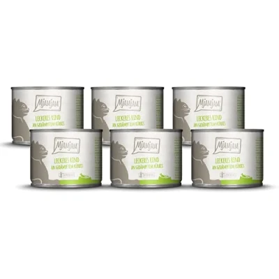 Imagen de MjAMjAM comida húmeda premium para gatos deliciosa ternera con calabaza al vapor, pack de 6 (6 x 200 g), sin cereales extra carne