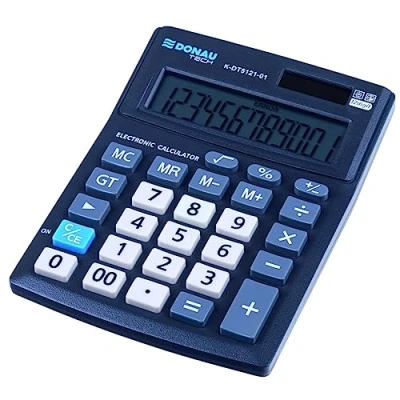Imagen de Calculadora de Mesa Donau Tech Office K DT5121 01/12 dígitos, 137 x 101 30 mm/Color: Negro/calculadora Dual Power Solar Funciona con Pilas/diseño Compacto
