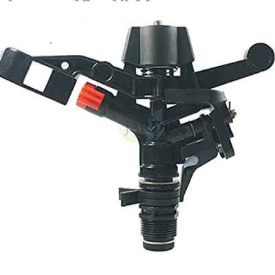 Imagen de Suinga ASPERSOR de riego agricola AJUSTABLE 0 a 360º. Alcance 13 18 m. Rosca macho 3/4&quot;. Caudal 1040 2100 l/h, negro