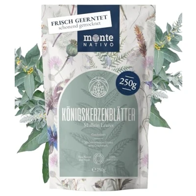 Imagen de Té de Mullein Monte Nativo (250 g) Leaf secado suave suelto hojas 100% natural y sin aditivos hierbas aromáticas para una deliciosa infusión