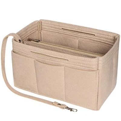 Imagen de Soyizom Bolso de fieltro Organizador Inserte, en bolsa Inserte Forro, Tote ajuste Speedy 25 40, Neverfull（Beige ， Medio）