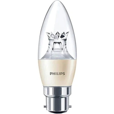 Imagen de Philips MASTER LED Bombilla de vela, 6 W (reemplazo 40 W), intensidad regulable, casquillo bayoneta B22, New Single, B22