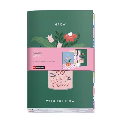 Imagen de Miquelrius Cuadernos A5 (142 x 210 mm) cosidos, Pack de 3 libretas, Interior blanco punteado, 32 Hojas 80 g/m² cada uno, Cubiertas cartoncillo impreso mate, Colección Foodie Lovers