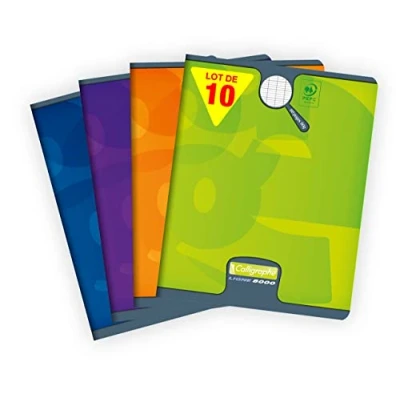 Imagen de Calligraphe 108715C Lote de 10 cuadernos grapados (una marca Clairefontaine) 17 x 22 cm 60 páginas grandes azulejos Papel blanco 90 g Cubierta tarjeta offset colores aleatorios