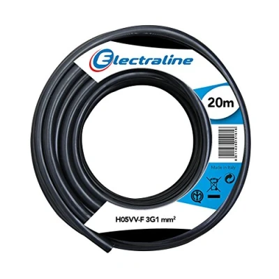 Imagen de Electraline, 11705, h05vv f 3g1.0 mm2, cavo per prolunghe, lunghezza 20 m, nero