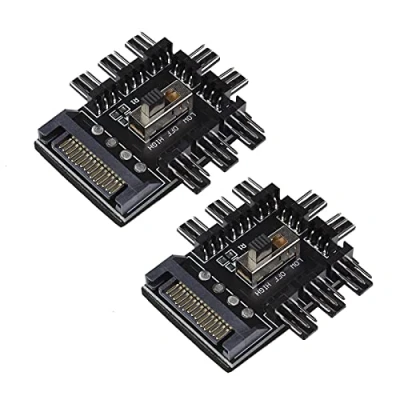 Imagen de eMagTech 2X Ventilador de Chasis Hub SATA 1 A 8 Way12V 3/4 Pin Refrigeración Divisor Controlador PWM para PC Placa Base Ordenador Escritorio