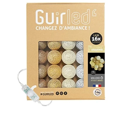 Imagen de GuirLED Guirnalda luminosa con bolas de algodón LED USB Luz nocturna para bebé 2h Adaptador red doble 2A incluido 3 intensidades 16 1,6 m Radiance