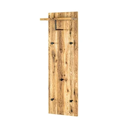 Imagen de HAKU Möbel Perchero de pared roble aceitado, negro, Madera maciza, metal Dim.: AN 30 cm x AL 100 P 20 cm, Estilo: Moderno