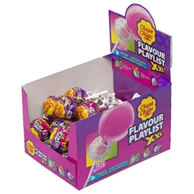 Imagen de Chupa Chups XXL, Caramelo relleno de Chicle con Palo Sabores Variados, Display 25 unidades 29gr. (Total 725 gr.) g