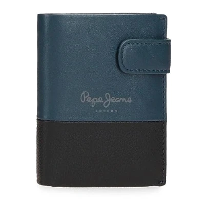 Imagen de Pepe Jeans Dual Cartera Vertical con Cierre de Clic Azul 8,5x10,5x1 cms Piel