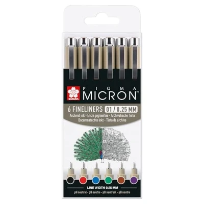 Imagen de Pigma Micron Fineliners 6 Colores Surtidos 0.25mm
