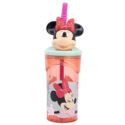 Imagen de Stor Vaso Infantil Reutilizable con Pajita y Tapa figurita 3D Capacidad de 360 ml Minnie Mouse