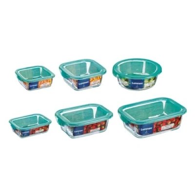 Imagen de Luminarc Keep&#039;n Lagon Set 5 Recipientes Vidrio 38cl 76cl 92cl 122cl 197cl Bicolor