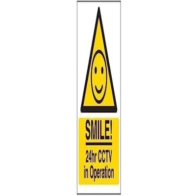 Imagen de VSafety 6E059AN R Smile 24 Horas CCTV in Operation Sign 150 mm x 200 1 plástico rígido, Amarillo Negro, 150mm 200mm