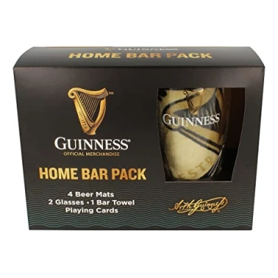 Imagen de Guinness Home Bar Pack Vasos de Pinta, Toalla y Naipes Gravity