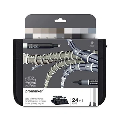 Imagen de Winsor &amp; Newton Promarker Pack De 24 Rotuladores Diseño, Tonos Grises Y Negros