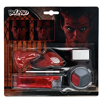Imagen de Boland 45082, Maquillaje, Kit de Diablo, Unisex adulto, Rojo, Talla única
