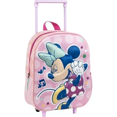 Imagen de Mochila Trolley Minnie Mouse Disney Original con Ruedas y Asa Extensible Escolar Infantil Rosa Preescolar Niñas Diseño Lunares