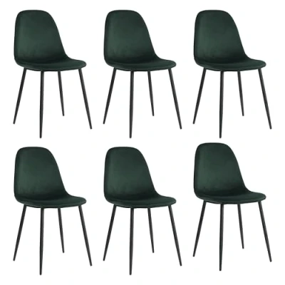 Imagen de Mevsim Store Sillas de Comedor Set 6 Verde 100% Terciopelo Lujosa Funda Diseño Elegante Cómoda Silla salón Cocina Acero Inoxidable