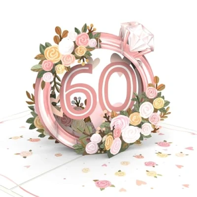 Imagen de papercrush® tarjeta desplegable de boda diamantes, felicitación 3D para bodas regalo 60 aniversario (mujeres y hombres), embalaje regalo,