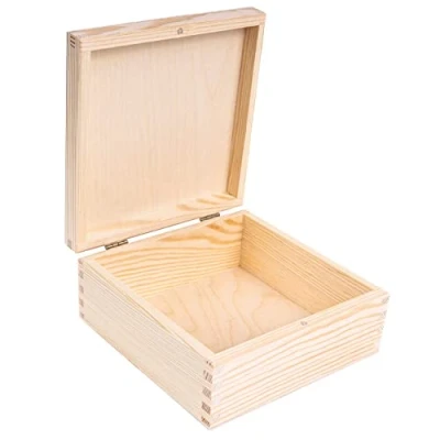 Imagen de Creative DECO Cuadrada Caja de Madera para Decorar con Tapa 16,2 x 7,2 cm Cofre Decoración Decoupage Objetos Valor Joyas Juguetes Almacenaje Herramientas