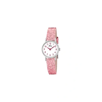 Imagen de LOTUS Reloj Infantil 18409/B Outlet Caja de Acero Inoxidable 316l Gris Plata Correa Cuero Rosa